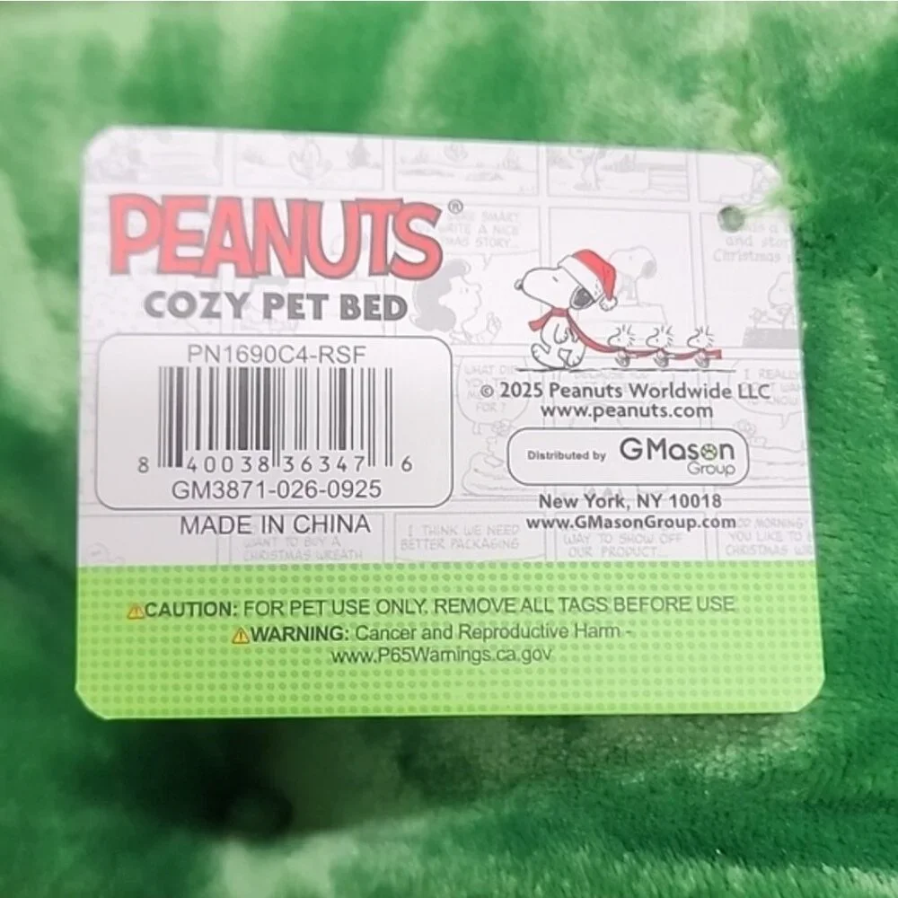 Charlie Brown Snoopy Christmas Pet Cat Dog Bed New With Tags 2025 Red Multicolor